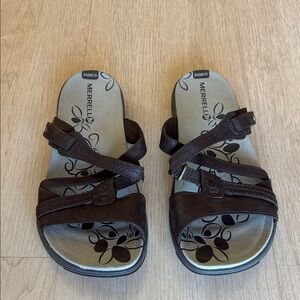 Merrell Women’s Bracken Dark Brown Strappy Slide Sandals